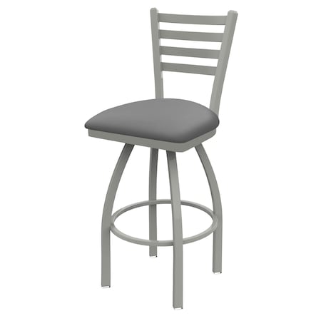 36 Swivel Bar Stool,Nickel Finish,Canter Grey Seat